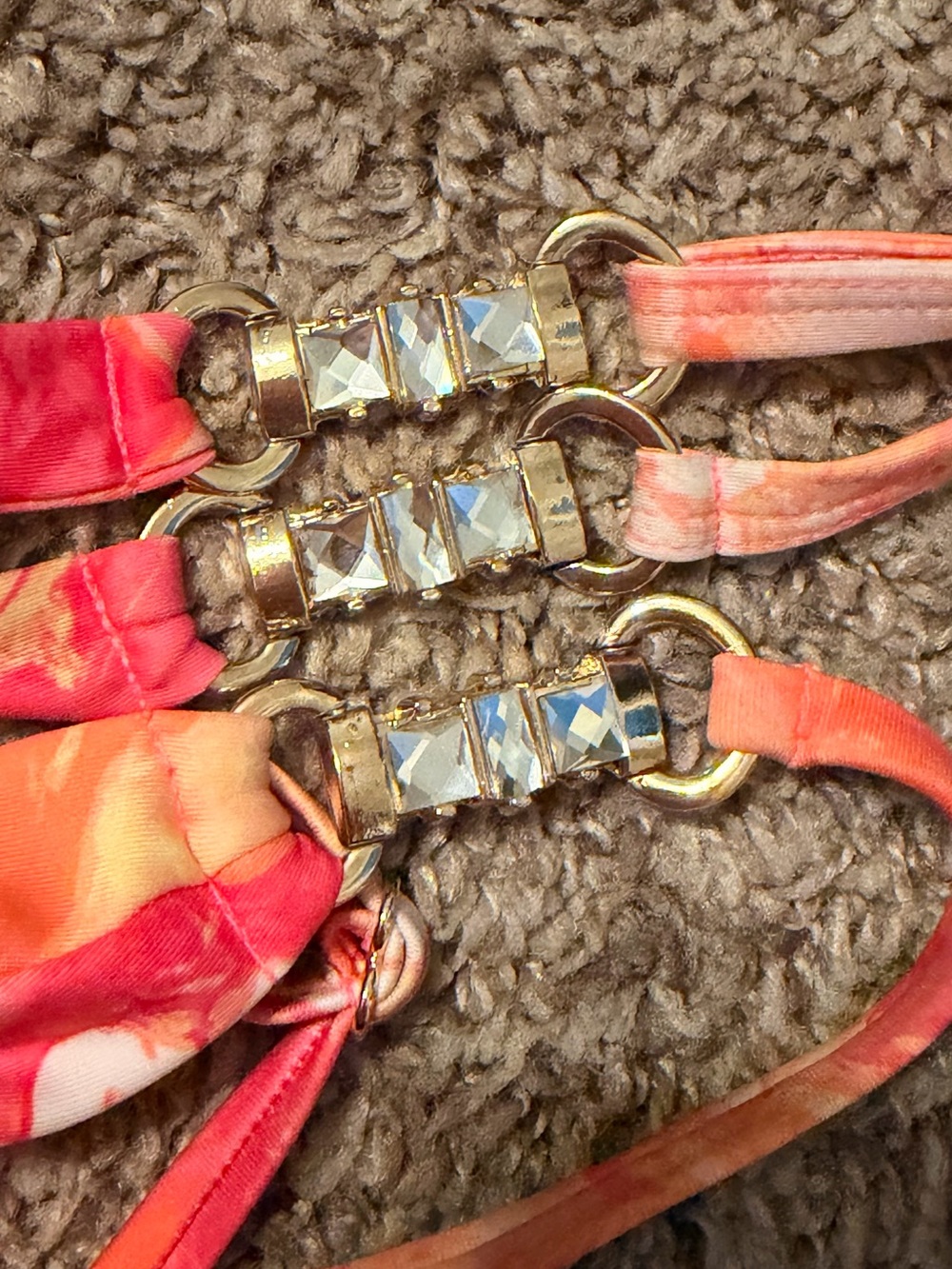 Marbled Pink Orange Triangle Bikini Set - Picture 2 of 10